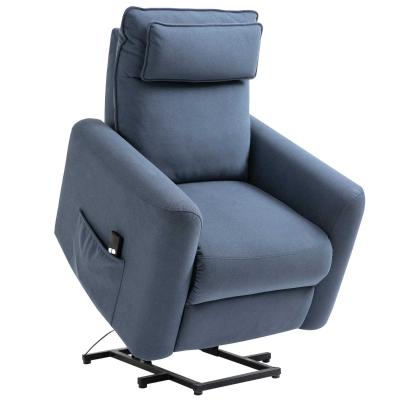 Fotel wypoczynkowy z funkcją wstawania Fotel TV z funkcją odchylania linen touch niebieski HOMCOM®