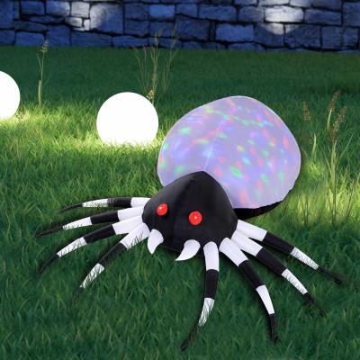 HOMCOM® PAJĄK DEKORACJA NA HALLOWEEN DMUCHANA BŁYSK I KOLOROWE ŚWIATŁO poliester czarny+biały 200 x 180 x 50 cm