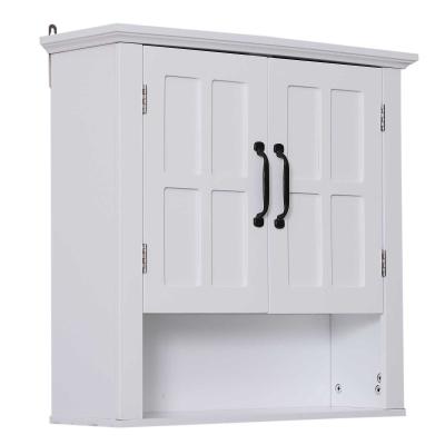 kleankin® SZAFKA ŚCIENNA WISZĄCA KUCHENNA ŁAZIENKOWA drewno biała 60 x 19,8 x 58 cm