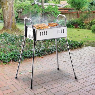 Outsunny Grill Węglowy Stojący Wyjmowane Nogi Stal Szlachetna Srebrny