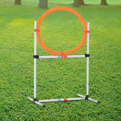 PawHut® ZESTAW TRENINGOWY DLA PSA KÓŁKO DO SKAKANIA DLA ZWIERZĄT DOMOWYCH TRENING AGILITY PRZENOŚNY PE biały + pomarańczowy 74,5 x 66 x 91 cm