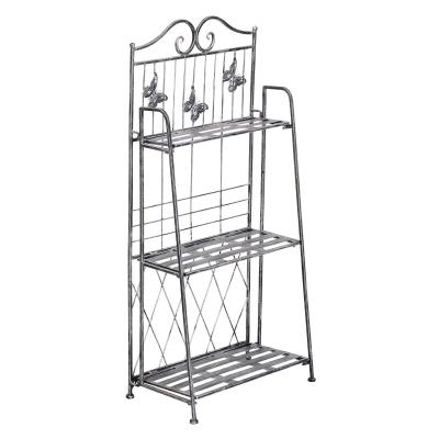 Regał na rośliny kwiaty stojak ogrodowy 3-poziomowy metal składany srebrny 44 x 25 x 96 cm Outsunny