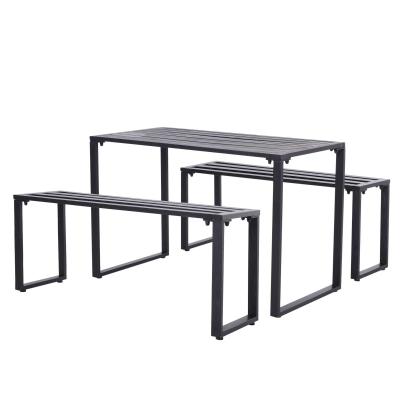 Zestaw piwny meble ogrodowe 3-część. 1 x stół 2 x ławki metal czarny 110 x 55 x 70 cm Outsunny