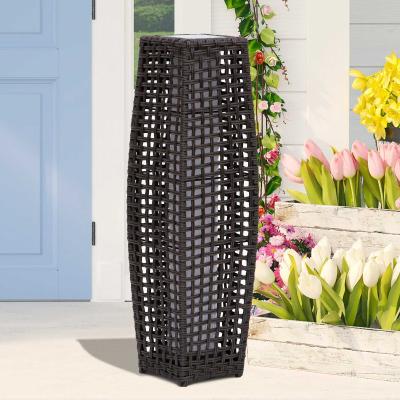 Outsunny® LAMPA SOLARNA OGRODOWA RATTAN CZUJNIK ŚWIATŁA AUTOMATYCZNA + WŁĄCZNIK wodoodporna kawowy brąz 19 x 19 x 68 cm (DxSxW)