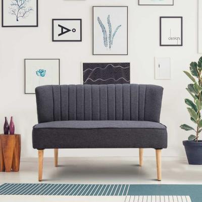 HOMCOM® SOFA DWUOSOBOWA TAPICEROWANA DREWNIANA ciemnoszara