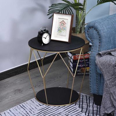 HOMCOM® Stolik Kawowy ze Schowkiem Okolicznościowy Nocny Metal Płyta MDF Czarny