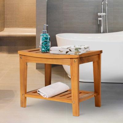 HOMCOM® HOKER KRZESŁO TABORET PRYSZNICOWY ODPORNY NA WILGOĆ drewno akacjowe teak 53 x 35 x 43 cm