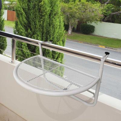 Stolik balkonowy wiszący z regulacją wysokości półokrągły ø30 cm taras metal biały Outsunny