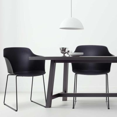Homcom® Krzesła do Jadalni Zestaw 2-częściowy Metalowe Nogi ze Ślizgaczami Meblowymi Pp Czarny 58 X 51,5 X 82 cm