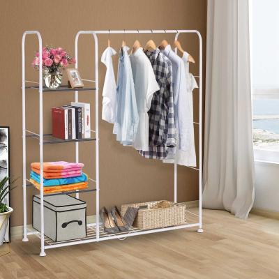 HOMCOM® Wieszak Stojak na Ubrania Garderoba Regał Szafa Metal Biały 122 x 42,5 x 151 cm