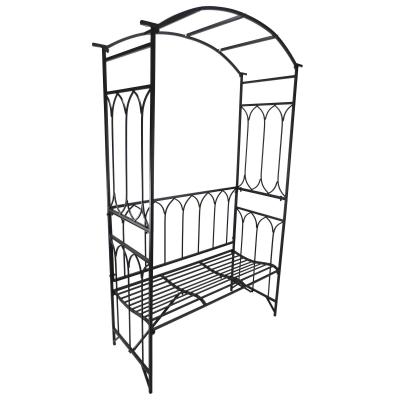 Pergola z ławką trejaż metal czarna 115 x 50 x 203 cm Outsunny