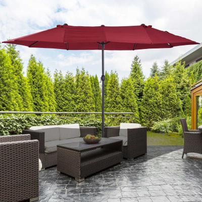 Outsunny® Parasol Przeciwsłoneczny Ogrodowy Z Korbką Ręczną Podwójny 460 x 270 cm Bordowy
