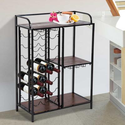 HOMCOM® REGAŁ NA WINO SZAFKA STOJAK NA 21 BUTELEK Z 3 PÓŁKAMI