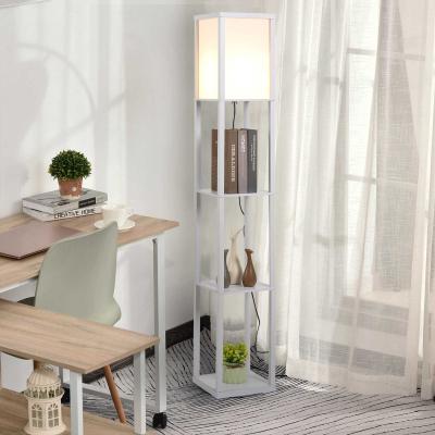 HOMCOM Lampa podłogowa Lampa stojąca z 3 półkami