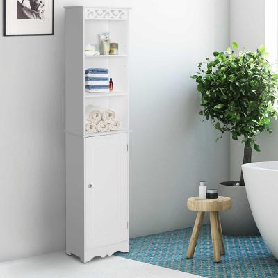 HOMCOM® STOJĄCY REGAŁ ŁAZIENKOWY DO PRZECHOWYWANIA 6 PÓŁEK PŁYTA MDF biały 40 x 23 x 160 cm