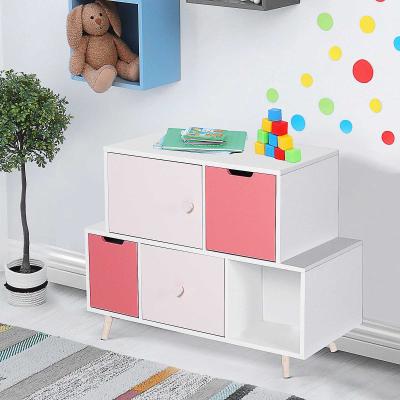 HOMCOM® Szafka Do Pokoju Dziecięcego 3 Szuflady Komoda Do Przechowywania Płyta MDF Różowa