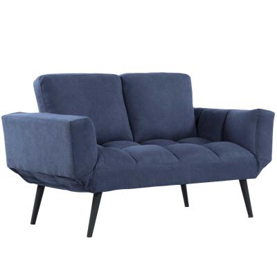 Sofa rozkładana Sofa z funkcją spania, 2-osobowa sofa z tkaniny, aksamit, metal, niebieska