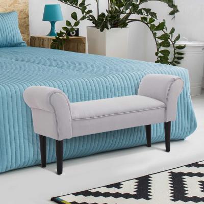 Homcom® Ławka do Sypialni Tapicerowana Mdf Wypełnienie Piankowe Szara