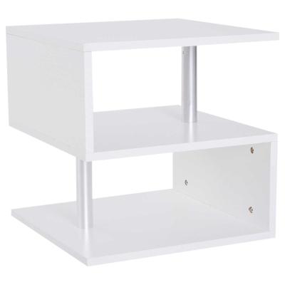 HOMCOM® STOLIK KAWOWY ŁAWA 3 PÓŁKI PŁYTA WIÓROWA + STOP ALUMINIUM BIAŁY