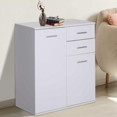 HOMCOM® KOMODA SZAFKA NOCNA KOMODA DO PRZEDPOKOJU Z 2 SZUFLADAMI STOLIK REGULOWANA PÓŁKA biała 71 x 35 x 76 cm