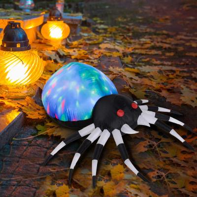 HOMCOM® PAJĄK DEKORACJA NA HALLOWEEN DMUCHANA LED poliester wielokolorowa 120 x 90 x 70 cm