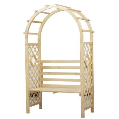 Łuk różany z ławką ławka różana pergola trellis ławka ogrodowa lite drewno naturalne Outsunny®