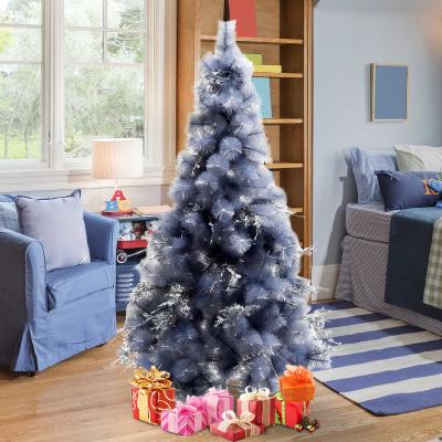 HOMCOM® CHOINKA 1,5M SZTUCZNA JODŁA 222 GAŁĘZIE JAGODY, METALOWY STOJAK PET szary 75 x 150 CM (∅ x W)