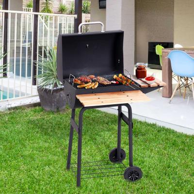 Outsunny® GRILL WĘGLOWY STOJĄCY KÓŁKA STACJA DO GRILLOWANIA TERMOMETR 3 x PÓŁKI stal szlachetna czarny