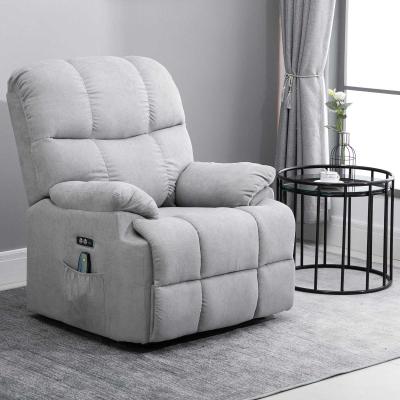 Fotel z masażem Fotel relaksacyjny z funkcją ogrzewania i pilotem do masażu PU Grey 94 x 96 x 104 cm HOMCOM®