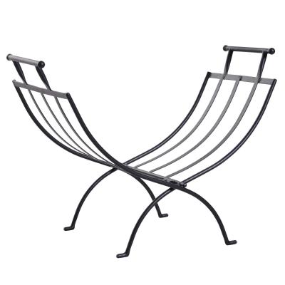 Outsunny® REGAŁ NA DREWNO KOMINKOWE STOJAK NA DREWNO PÓŁKA metal maks. obciążenie 30 kg czarny 60 x 35 x 45 cm