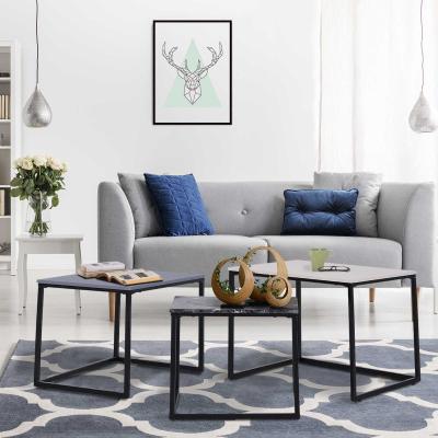 HOMCOM® 3-CZĘŚCIOWY ZESTAW STOLIKÓW KAWOWYCH METALOWA PODSTAWA MDF 3-kolorowy 55 x 40 x 45 cm/48 x 37 x 40 cm/41 x 34 x 35 cm
