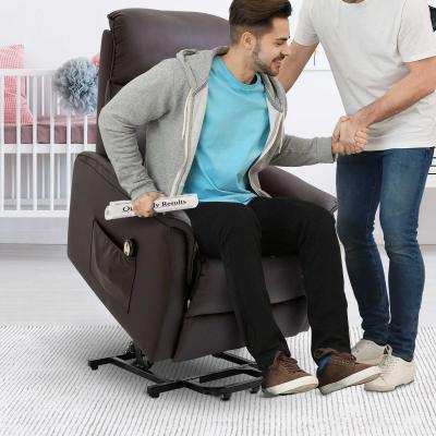 Fotel rozkładany z funkcją wstawania Fotel TV rozkładany PU Brązowy 80x94x104 cm HOMCOM®