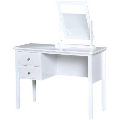 Homcom® TOALETKA STOLIK FRYZJERSKI Z LUSTREM 2 SZUFLADY biała