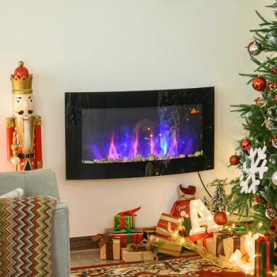 HOMCOM KOMINEK ELEKTRYCZNY LED 900/1800 W czarny żwir