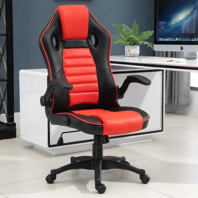 Ergonomiczne krzesło biurowe fotel gamingowy regulowane podłokietniki poliuretan czerwony + czarny