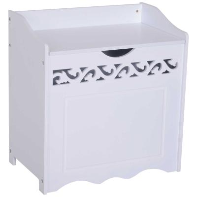 HOMCOM® SZAFKA ŁAZIENKOWA KOSZ NA BIELIZNĘ SKRZYNIA DO PRZECHOWYWANIA Z POKRYWĄ MDF biała 55 x 34 x 58 cm