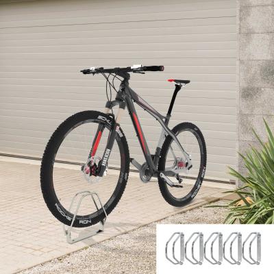 Parking rowerowy stojak rowerowy montaż na podłożu i ścianie stal srebrny 5 rowerów