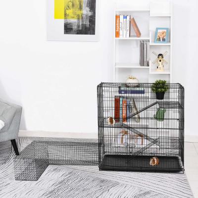 Klatka dla małych zwierząt, klatka dla gryzoni z tunelem w kształcie litery L, klatka dla zwierząt, stal + PP, 200 x 120 x 120 cm