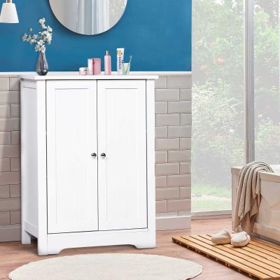 kleankin® KOMODA SZAFKA REGAŁ ŁAZIENKOWA STOJĄCA 3 REGULOWANE PÓŁKI drewno biała 60 x 30 x 80 cm