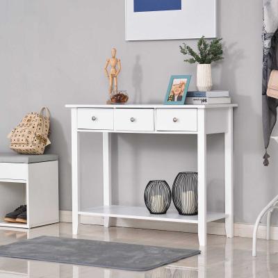 Homcom® Stolik Konsola z 3 Szufladami Kredens Przedpokój Lite Drewno