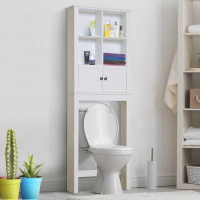 HOMCOM® SZAFKA ŁAZIENKOWA WYSOKA MEBLE ŁAZIENKOWE PÓŁKA WISZĄCA WIELOFUNKCYJNA 6 PÓŁEK drewno biała 60 x 19,6 x 170,5 cm