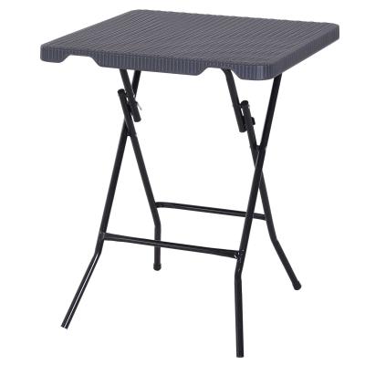 Outsunny® STÓŁ SKŁADANY OGRODOWY PIKNIKOWY KEMPINGOWY tworzywo + metal ciemny brąz 60 x 60 x 74 cm