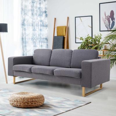 HOMCOM® SOFA 3-OSOBOWA TAPICEROWANA MEBLE DO SIEDZENIA PODŁOKIETNIKI LEN ciemnozielona 200 x 82 x 78 cm