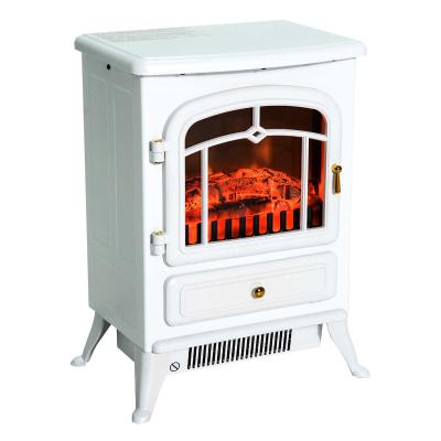 HOMCOM® KOMINEK ELEKTRYCZNY PIEC EFEKT PŁOMIENI metal szkło biały L42 x B28 x H55 cm