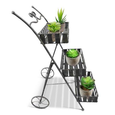 Outsunny® REGAŁ NA ROŚLINY KWIATY STOJAK SKRZYNKA NA ROŚLINY 3-POZIOMY metal srebrnoszary 53 x 39 x 79 cm