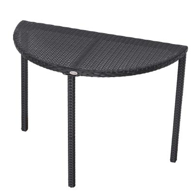 Outsunny® STÓŁ BALKONOWY OGRODOWY STOLIK KAWOWY MEBLE OGRODOWE PÓŁOKRĄGŁY polirattan czarny 100 x 50 x 74 cm