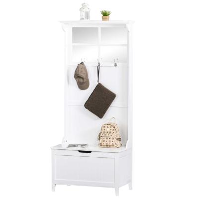 HOMCOM Garderobe mit Sitztruhe Weiß 81 cm x 44,5 cm x 181 cm