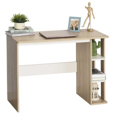 HOMCOM Bureau met rek boekenkast computertafel kantoortafel spaanplaat naturel + wit