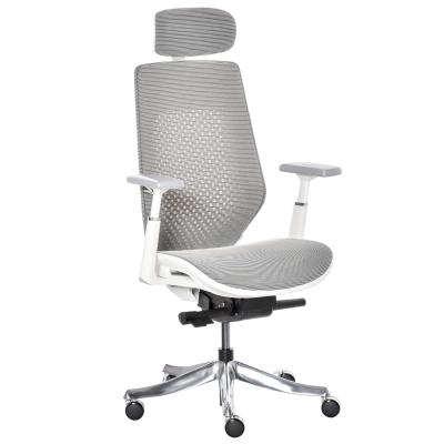 Vinsetto bureaustoel draaistoel met hoofdsteun in hoek verstelbaar lichtgrijs schuim nylon polyester 65 x 68 x 117-125 cm