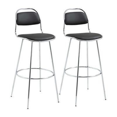 HOMCOM 2 tlg. Barhocker Küchenhocker mit Rückenlehne Metall PU Schaumstoff Schwarz